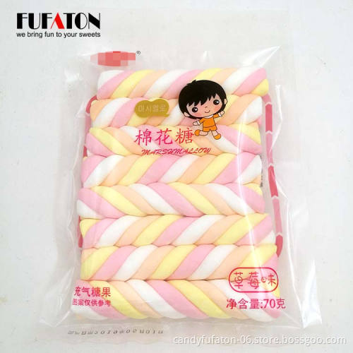 Fruit flavored colorful long twist marshmallow candy halal